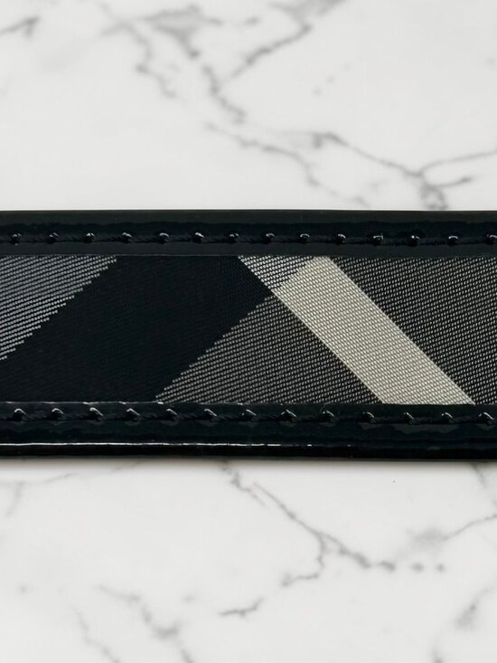 Burberry Black Beat Check and Patent Leather Belt, Size US 32 main image 7